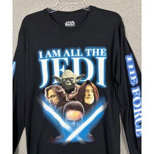 Star Wars Unisex Long Sleeve Shirt "I Am All The Jedi" Graphic Tee Medium NWOT's